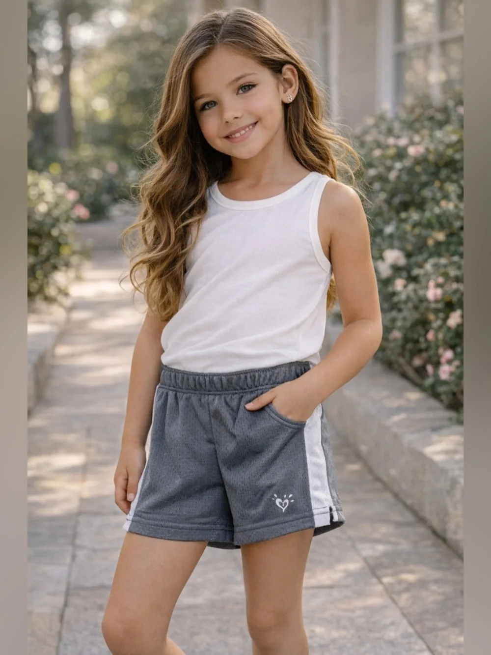 Justice Gray Athletic Shorts Size 10 Girls Sporty Mesh Activewear